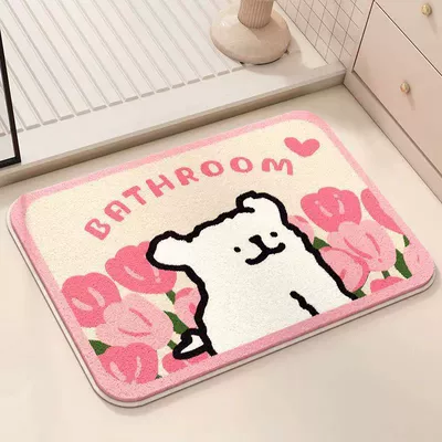 Avtomobil döşəmə paspasları — skin-friendly imitation cashmere mat - white-dog-flowers-play-in-the-bushings-4060cm-imitation-cashmere