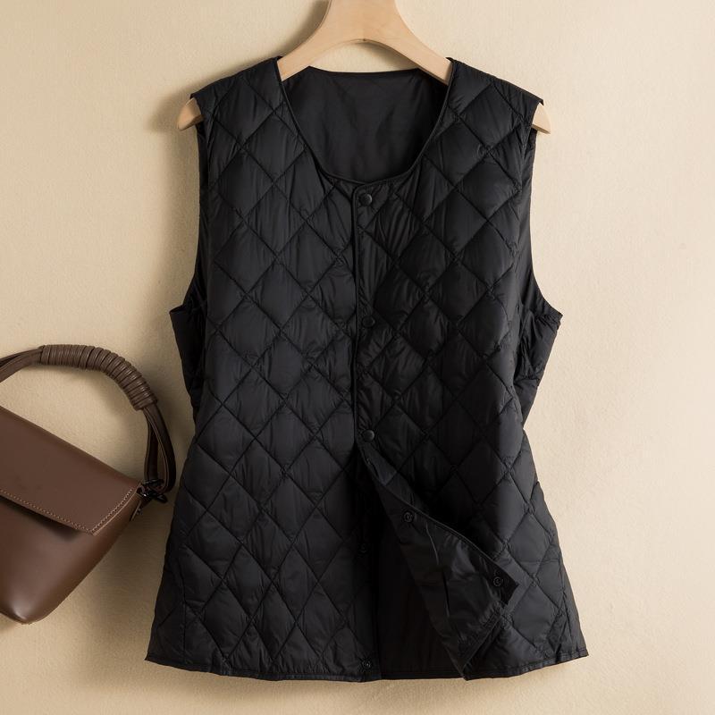 Otoño e Invierno moda rombo abajo Chaleco de algodón de las mujeres versátil ligero Chaleco Corto chaleco cálido abrigo moda image 3