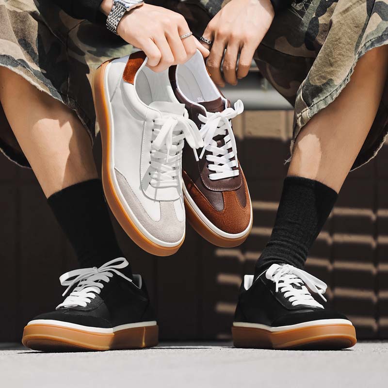 [Cuero de vaca de la cabeza] Nuevo comercio exterior transfronterizo spot de cuero de vaca transpirable zapatos deportivos casuales para hombres