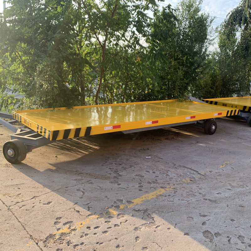重型四轮转向平板运输车港口码头物资行李搬运车厂区物料周转拖车