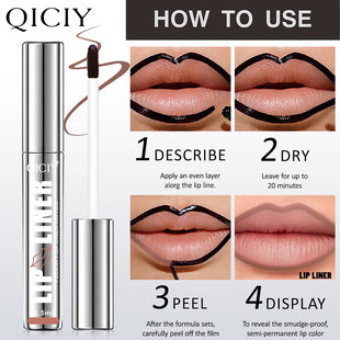 [Cross-Border Exclusive] Qiciy+ 4-Color Peel-Off Lip Liner, Long-Lasting Color and Not Easy to Fade, Pouty Lip Liner