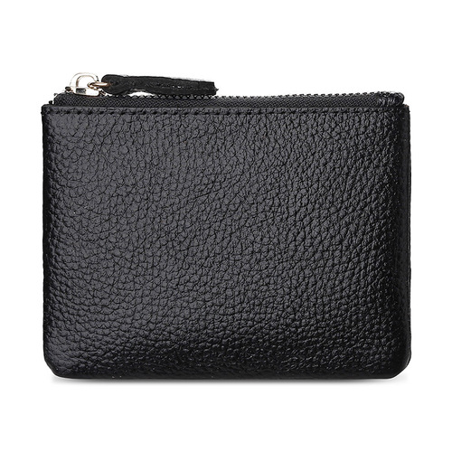 Men and women's leather wallet, soft leather mini coin bag, key storage bag, top grain cowhide zipper small wallet 