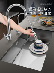 Kitchen sink with thickened 304 stainless steel manual large single bowl household undermount basin vegetable washing basin dishwashing pool