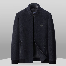 爸爸秋装中老年雪尼尔立领夹克男上衣春秋款中年男士宽松外套秋装