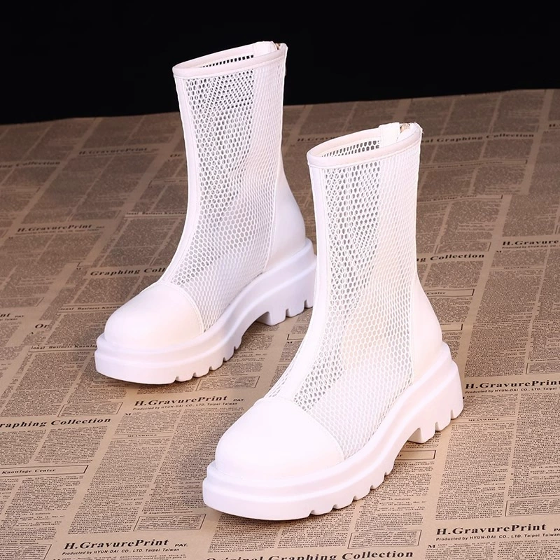 Martens‑style breathable mesh platform ankle boots, lightweight, sizes EU 35–40