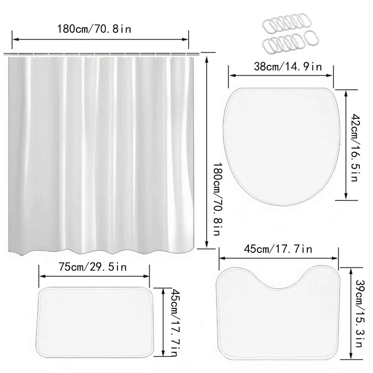 Juego de Cortina de Baño Estampada de Poliéster Resistente a la Humedad, Impreso para Baño image 4