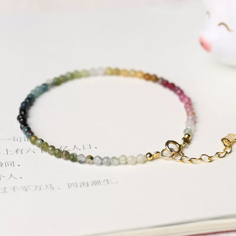 Браслет маленького дизайна Rainbow tourmaline бренда, интернет-знаменитость, 2 мм, градиент, стиль легкой роскоши
