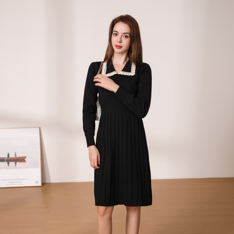 Autumn and Winter 2023 Women's Knitted Long Sleeve Dress Cross Border Wish AliExpress Ebay Women Sweater Long Dress