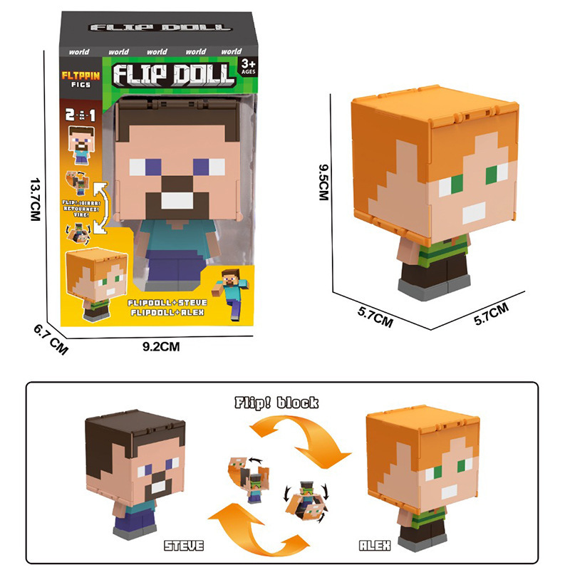 My Mc World Double-Sided Flip Doll Enderman Creeper Steve Game Peripheral Doll Doll Figure