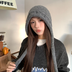 毛线帽大头围针织帽子女秋冬季保暖护耳包头帽户外骑车防寒显脸小