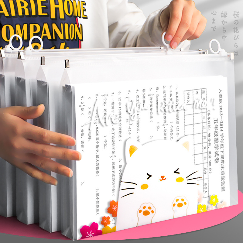 Bolsa de archivo A4 estudiante de escuela primaria cremallera bolsa de archivo de borde transparente bolsa de información de estudiante de secundaria bolsa de plástico bolsa de almacenamiento de papel de prueba