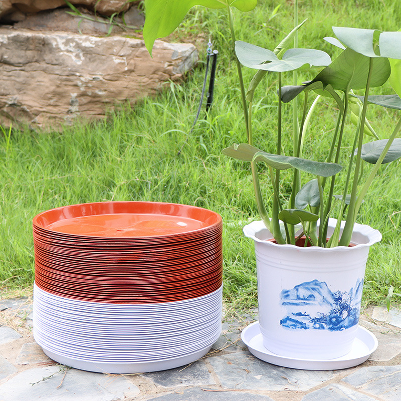 Large thickened flower pot tray, plastic flower pot bottom tray, mobile flower tray with direct edge water tray, flower pot chassis wholesale