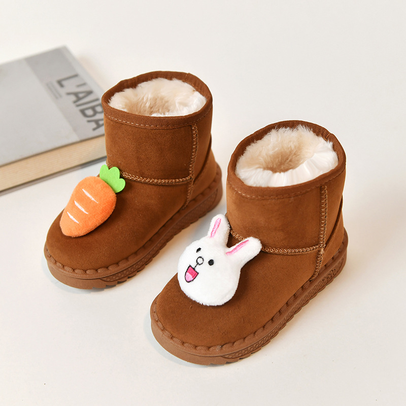 Inverno de neve infantil, meninos de 3 a 6 anos com sapatos grossos e pelúcia, meninas de 6 a 13 anos botas de algodão da moda 5_voghion.com