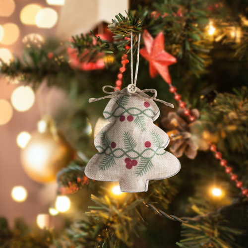 Cross-border Christmas decorations, Christmas pendants, printed linen dolls, Christmas tree pendants, dolls, Christmas gifts wholesale