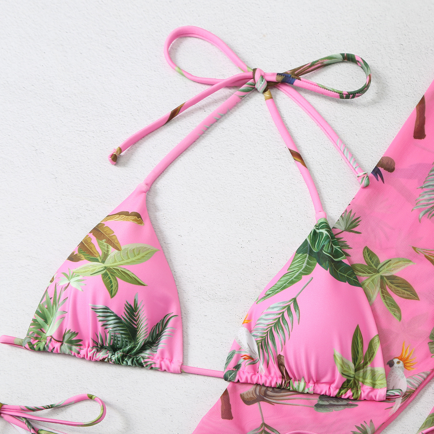 245g Weight Sexy Feel Of Sensation Low Waist Panties Waist Bikini Panties Style Bra&Panty Set Bra Category Polyester Fabric Type 3 Pieces Set Quantity Swimming Pool, Beach Occasion Tropical Pattern Triangle Cup Bra Cup Women's Gender Women's Tropical 3 Pieces Set Bikinis Swimwear 15