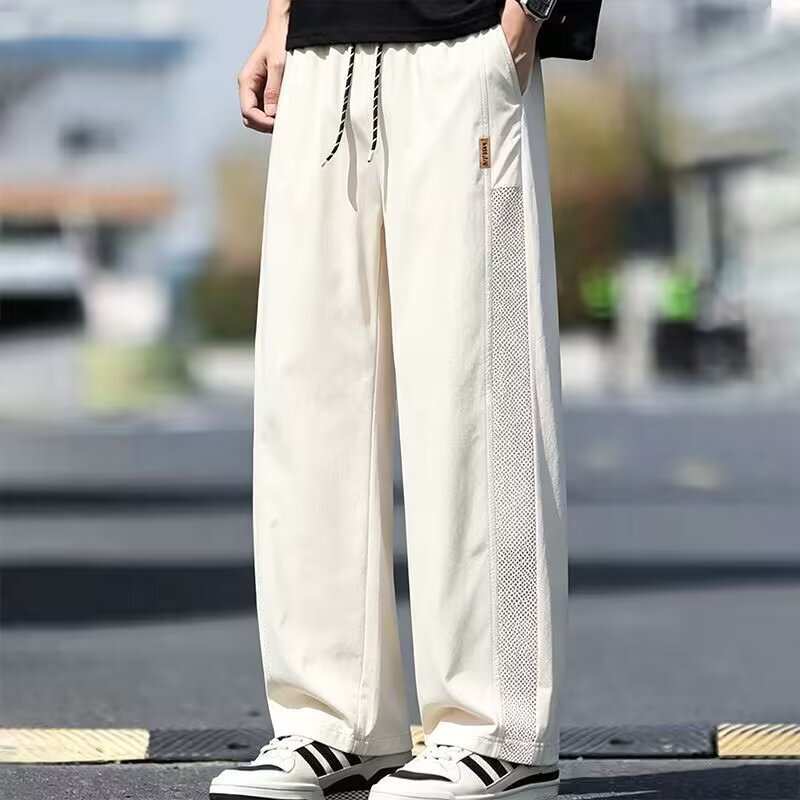 Summer New Men's Casual Pants Korean Style Simple Versatile Breathable Mesh Straight-Leg Pants Sports Casual Pants Men's Clothing Summer New Men's Casual Pants Korean Style Simple Versatile Breathable Mesh Straight-Leg Pants Sports Casual Pants Men's Clothing