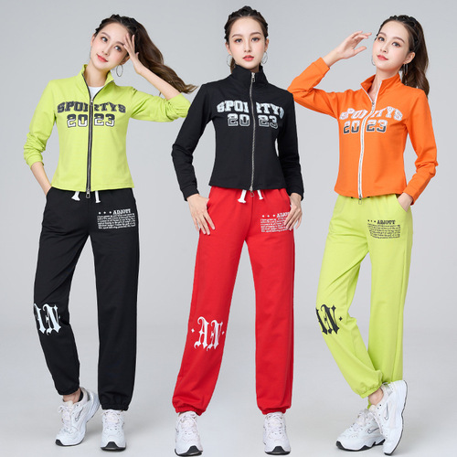 Spring and autumn square dance set new product ghost step dance aerobics sports leisure dance set women's cotton thick section 301