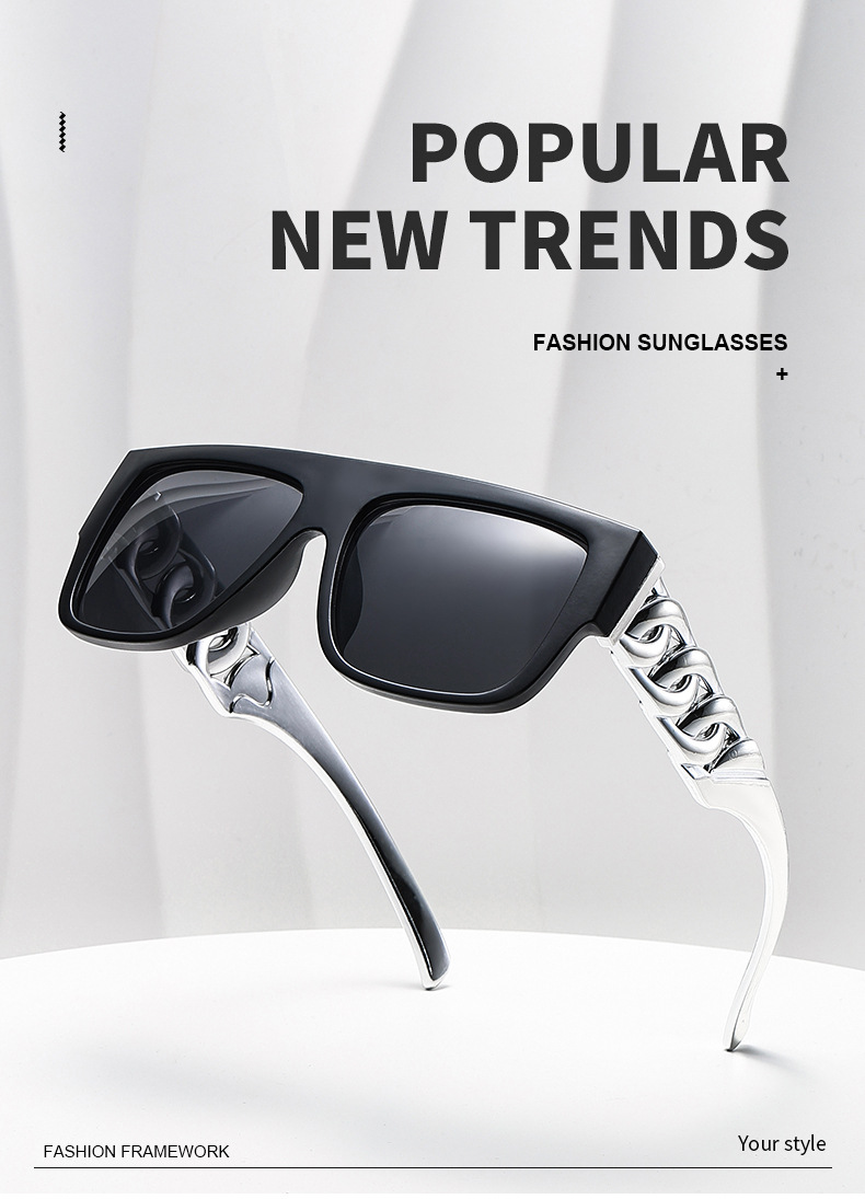 60g Weight Full Frame Glasses Structure Sunglasses Classification Ac, UV400 Protection Lens Material Square Glasses Style Party, Street Occasion Geometric Pattern Unisex Gender IG Style, Punk Style Grey, Black Color IG Style Punk Geometric Ac UV400 Protection Square Full Frame Men's Sunglasses 无
