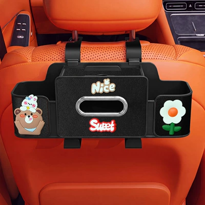 Car tissue box/set, storage box - nice-little-bear-4-in-1-seat-storage-box-4th-generation-black