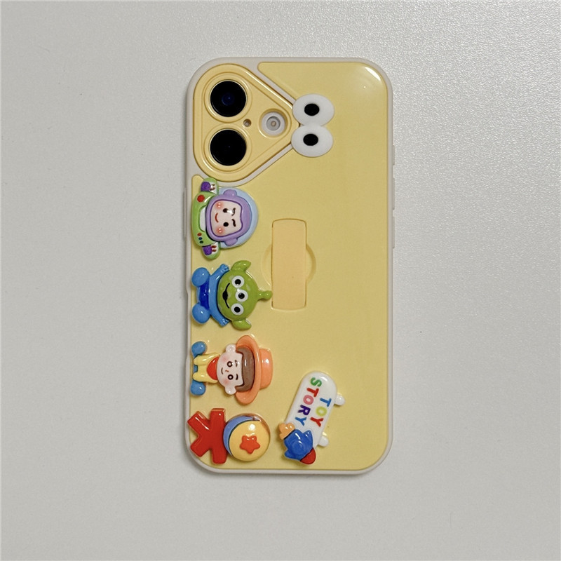 Hebilla de anillo de animal tridimensional de dibujos animados para iPhone 15 Apple 16ProMax funda para teléfono móvil Huawei Mate70 hembra