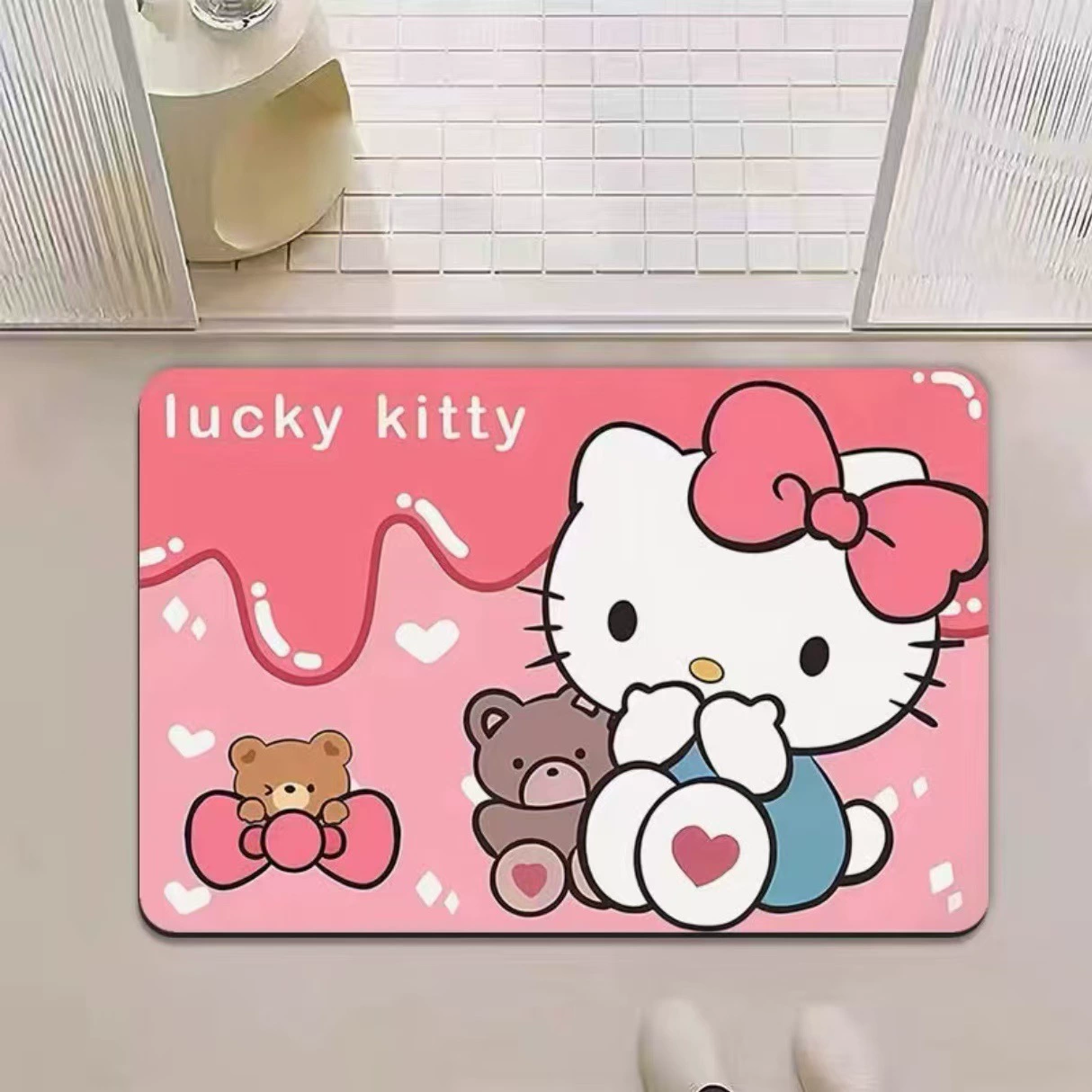 Коврик для ванной комнаты в стиле диатомовой грязи мультфильм Hello Kitty напольные коврики для туалета всасывание воды противоскользящий коврик для ног