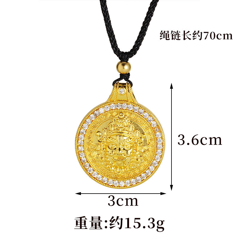 Herencia de oro de arena antigua, brújula de ocho tesoros, collar de bendición, estilo chino hueco, retro, marea nacional, joyería de aleación de cobre al por mayor