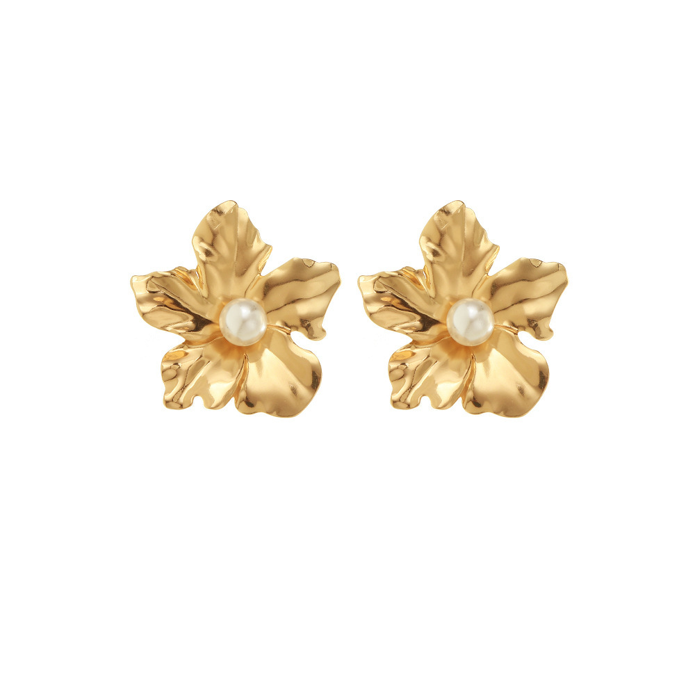 Lady Flower Alloy Plating Inlay Artificial Pearls Women's Ear Studs display picture 2