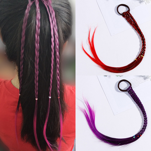Korean style children's hair band wig with braids trendy hair rope girls fashion baby cute headband rubber band hair accessories