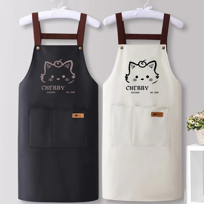 Apron Customized Waterproof, Oil-Proof and Dirt-Resistant Home Kitchen Cooking Apron Anti-Fouling High-Value Catering Work Clothes