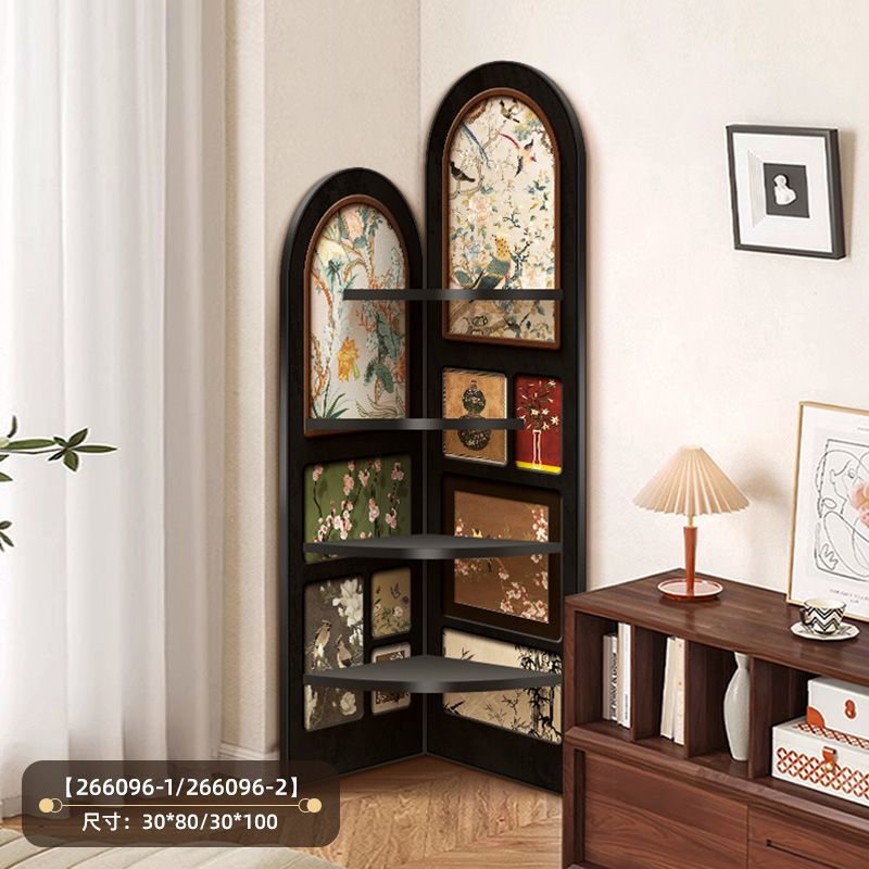 Storage Rack Retro Living Room Corner Sofa Floor-Standing Ornaments Corner Triangle Cabinet Antique Style Multi-Layer Storage Small Narrow