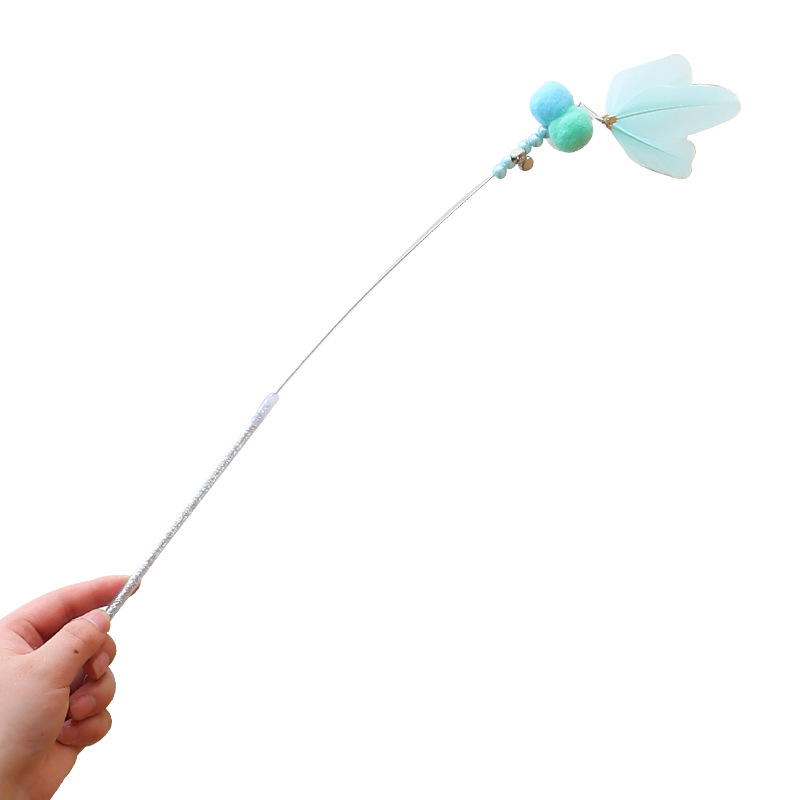 En stock nuevo tres-Bola de Tres Plumas corto divertido gato palo gato auto-Hi suministros de juguete para mascotas al por mayor casa de crianza de mascotas