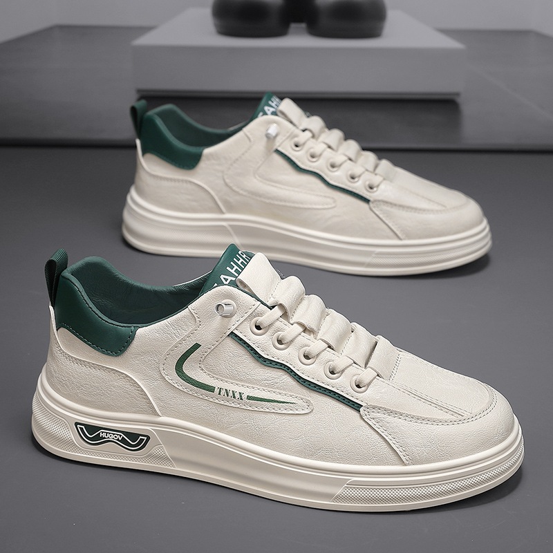 Zapatos de hombre 2025 nueva primavera casual universal zapatos de cuero de hombre un pedazo pequeño zapatos blancos zapatos deportivos de estudiantes de moda