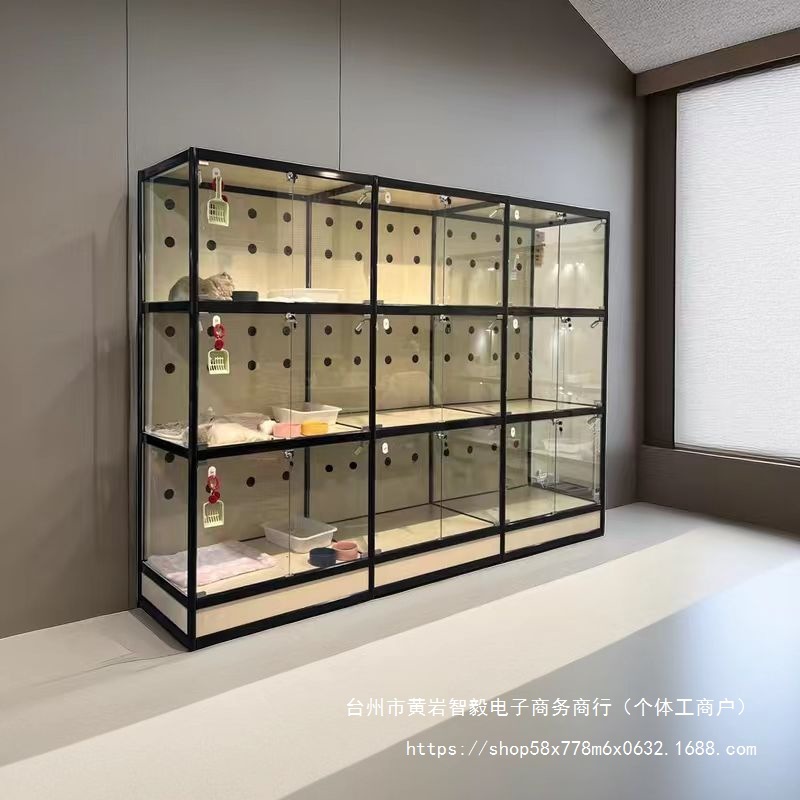 宠物店展示柜玻璃透明展示柜猫咪寄养柜商用猫屋繁育柜动物全批发