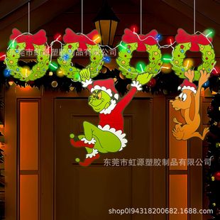 Cross-Border New Christmas Floor Insert Outdoor Grinch Puppy Fence Peeking Cat Peeper Courtyard Lawn Sign