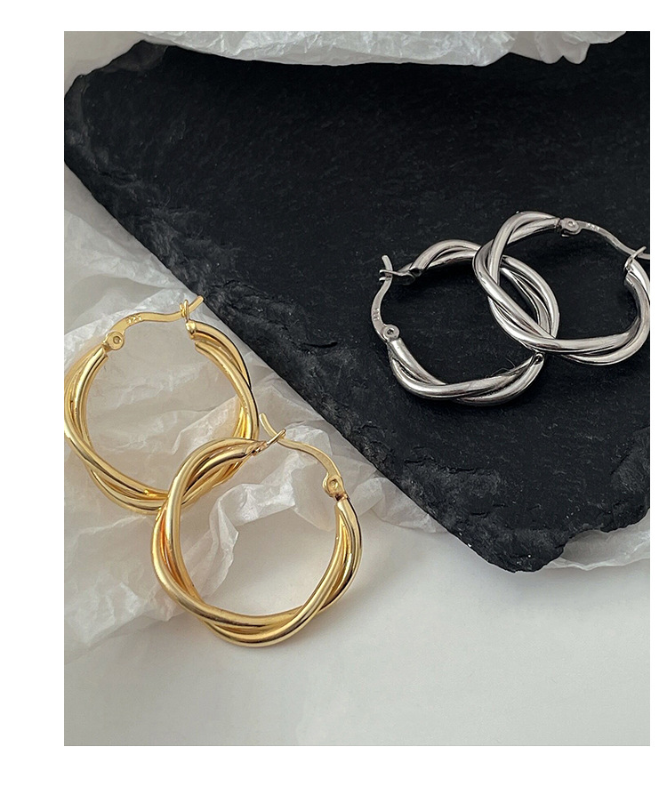 Women'S Gender Plating Design 1 Pair 925 Sterling Silver Circle Hoop Earrings