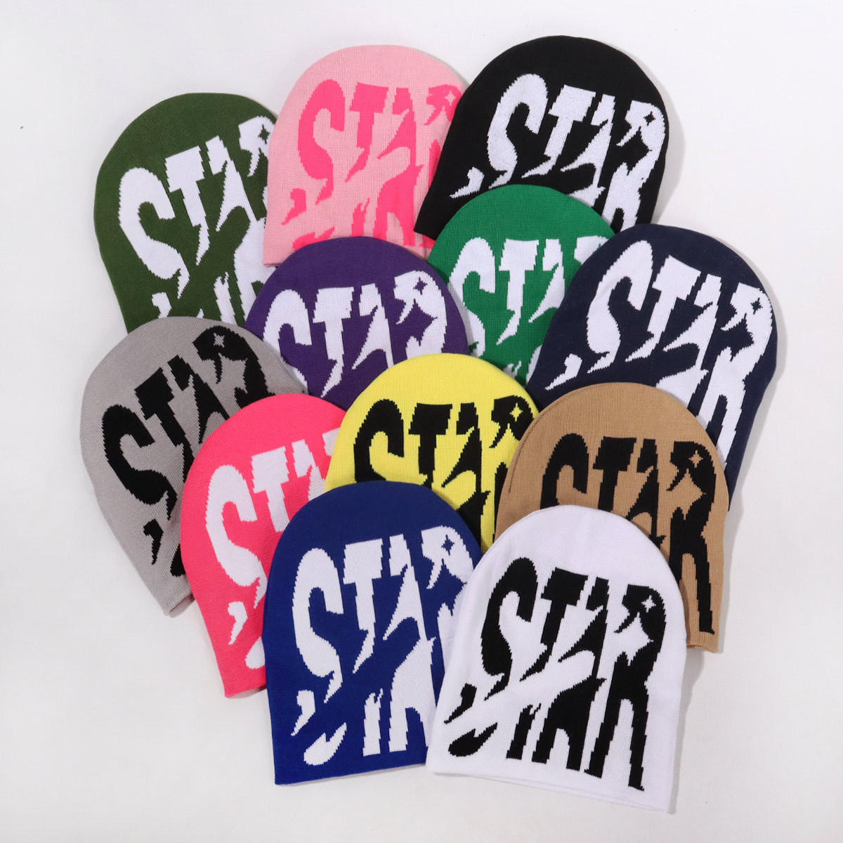 Alphabet Jacquard Strickmütze Trend Y2K Persönlichkeit lässig Kaltmütze Warme Kaltmütze_voghion.com