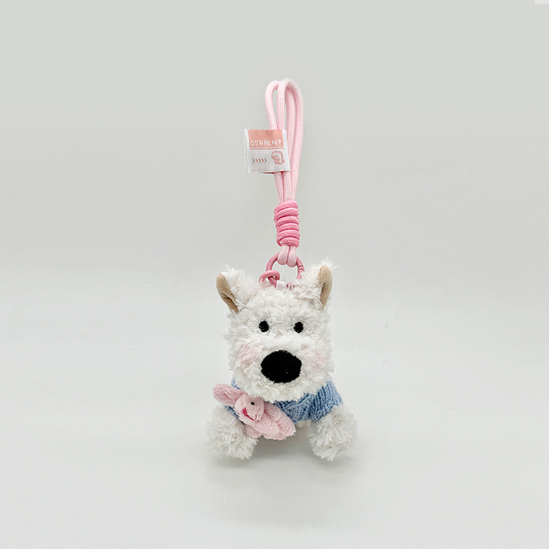 Cute West Highland Plush Pendant Bag Hanging Cartoon Puppy Mao Doll Keychain Accessories Creative Gift
