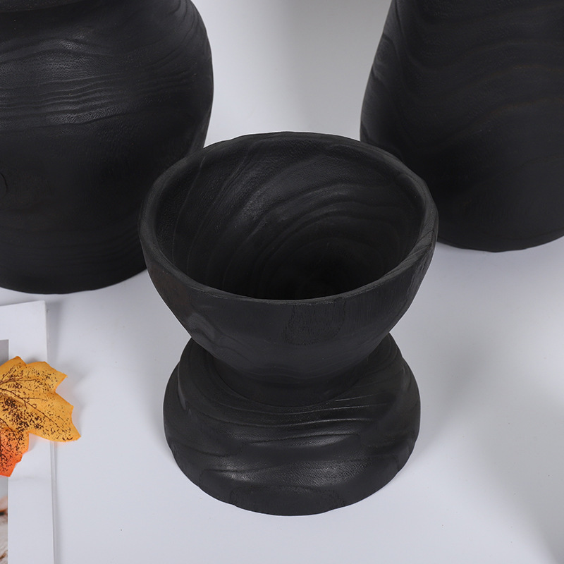 わびさび新中国風無垢材花瓶装飾装飾品 B&B リビングルーム玄関ログフラワーディッシュフルーツプレートデスクトップ装飾|undefined