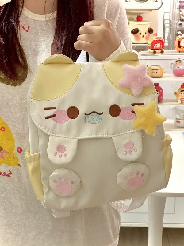 日系ソフト萌え甜妹ins風かわいい綿の子猫のランドセル大容量|undefined