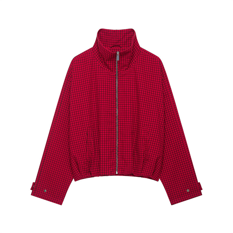 Foreign Trade 2026 Autumn New European and American Style Women's Fashion Casual Plaid Bomber Jacket 6318268 Foreign Trade 2026 Autumn New European and American Style Women's Fashion Casual Plaid Bomber Jacket 6318268
