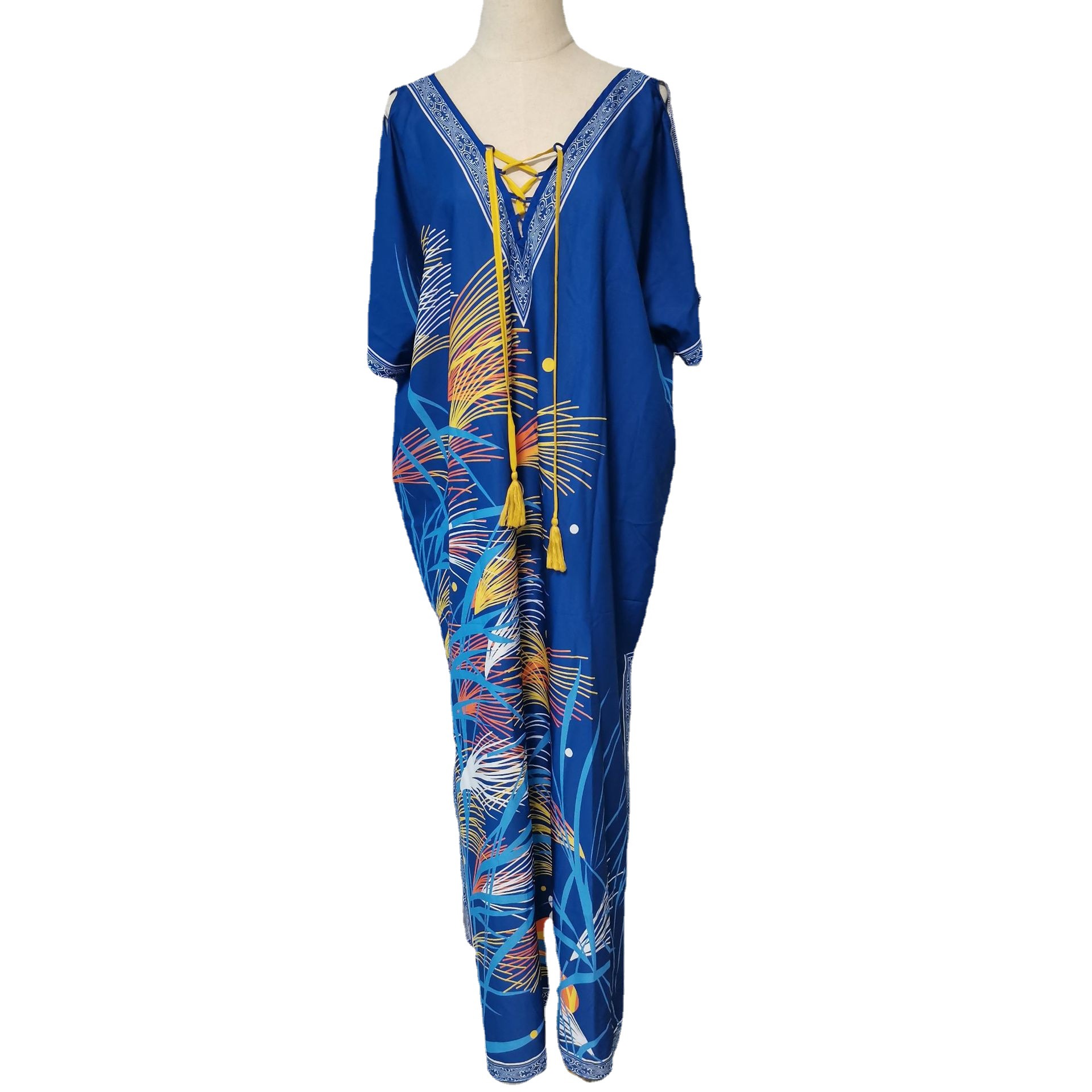 Blusa de playa de cuatro lados estiramiento impreso bata vacaciones playa vestido bikini blusa transfronteriza Amazon 5D120