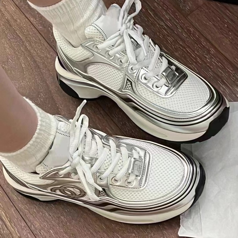 Xiaoxiang Style Silver Corner King sneaker Women's 2024 New Mesh All-match Low-top Casual Shoes Thick Sole Torre Shoes Women