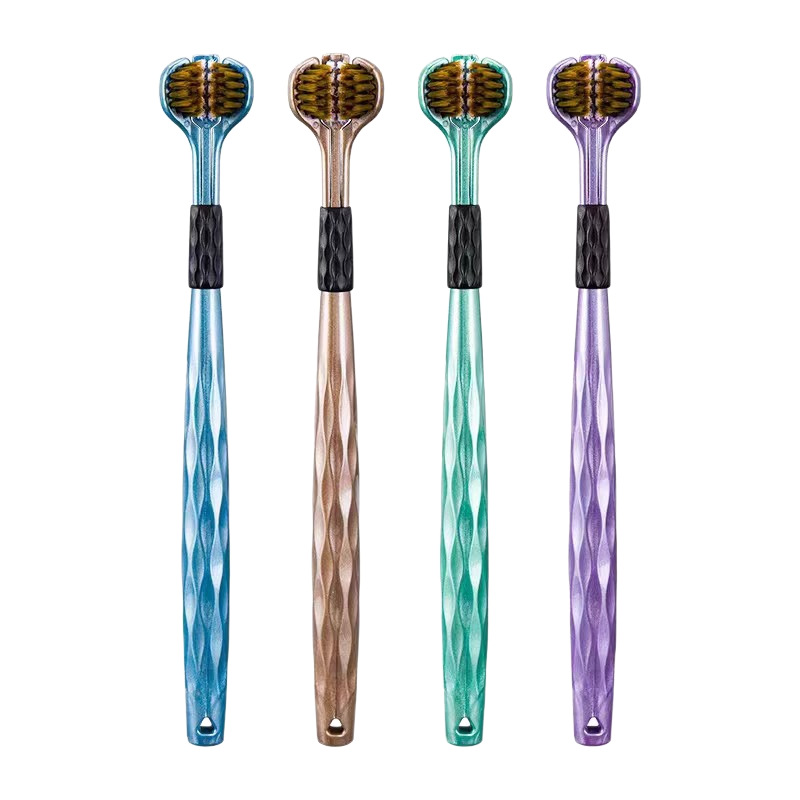 Cepillo de dientes de tres lados para adultos, cabello blando para hombres y mujeres, decoración doméstica, cepillo de costura de dientes de tres extremos, envoltura completa y lengua limpia