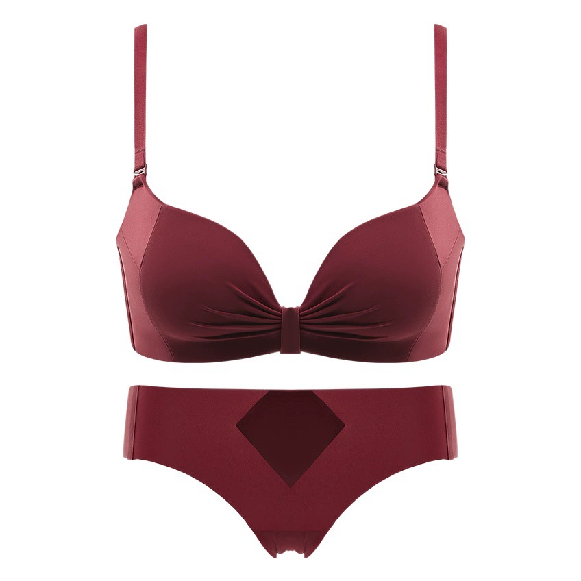 Классический бесшовный комплект нижнего белья: тонкий регулируемый топ и утолщенный низ, бюстгальтер-пуш-ап без косточек, сексуальный комплект.