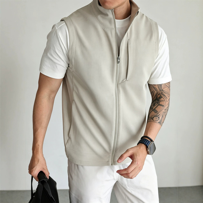 【Traveler Series】Stand-up Collar Four-Way Stretch Commuting Zipper Vest Men's Sports Jacket Casual Outdoor Spring and Autumn