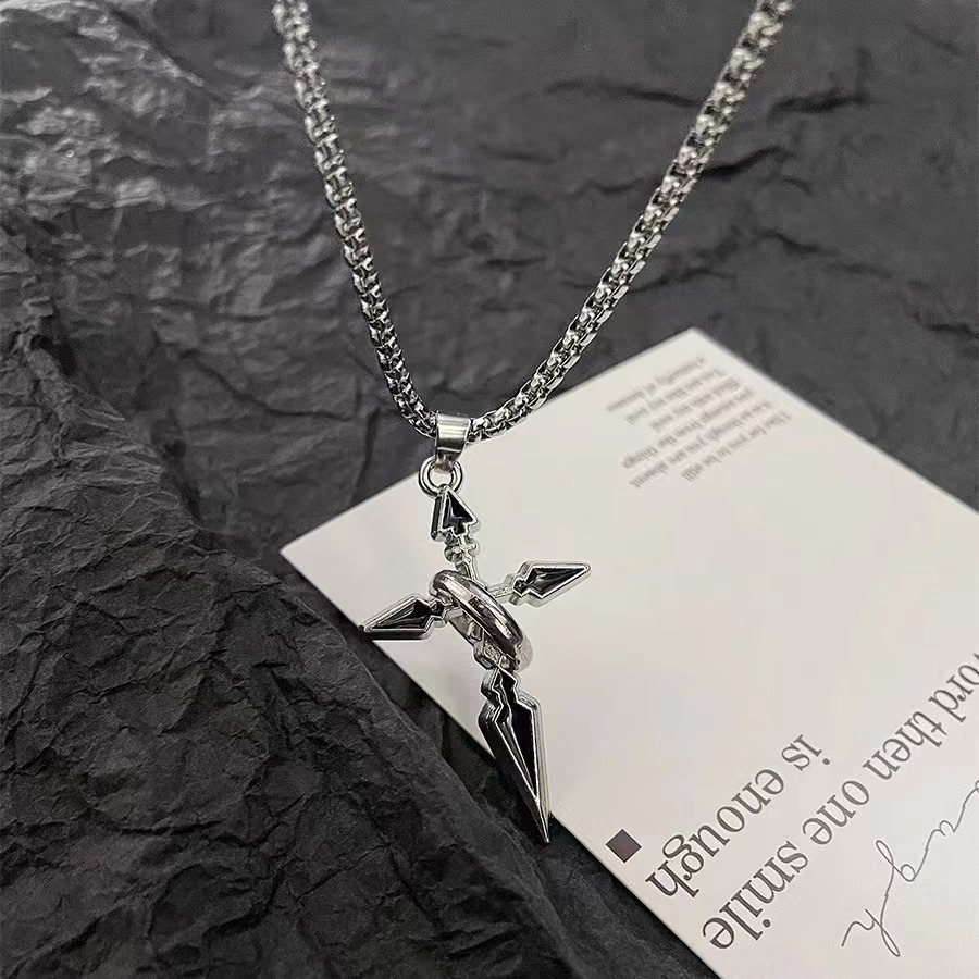 Men's cross pendant, trendy brand, fashionable sweatshirt hanging accessory, titanium steel chain