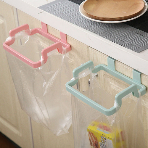 Kitchen hanging cabinet door garbage rack punch-free door back garbage bag storage rack plastic bag garbage holder