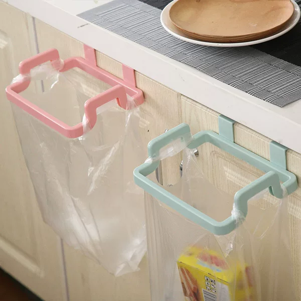 Kitchen Hanging Cabinet Door Garbage Rack Punch-Free Door Back Garbage Bag Storage Rack Plastic Bag Garbage Holder