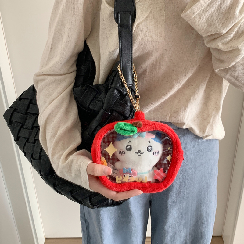 Hisocute コットンドールディスプレイ収納袋女の子のお出かけベビーバッグ学生アップルペンダント痛バッグ|undefined