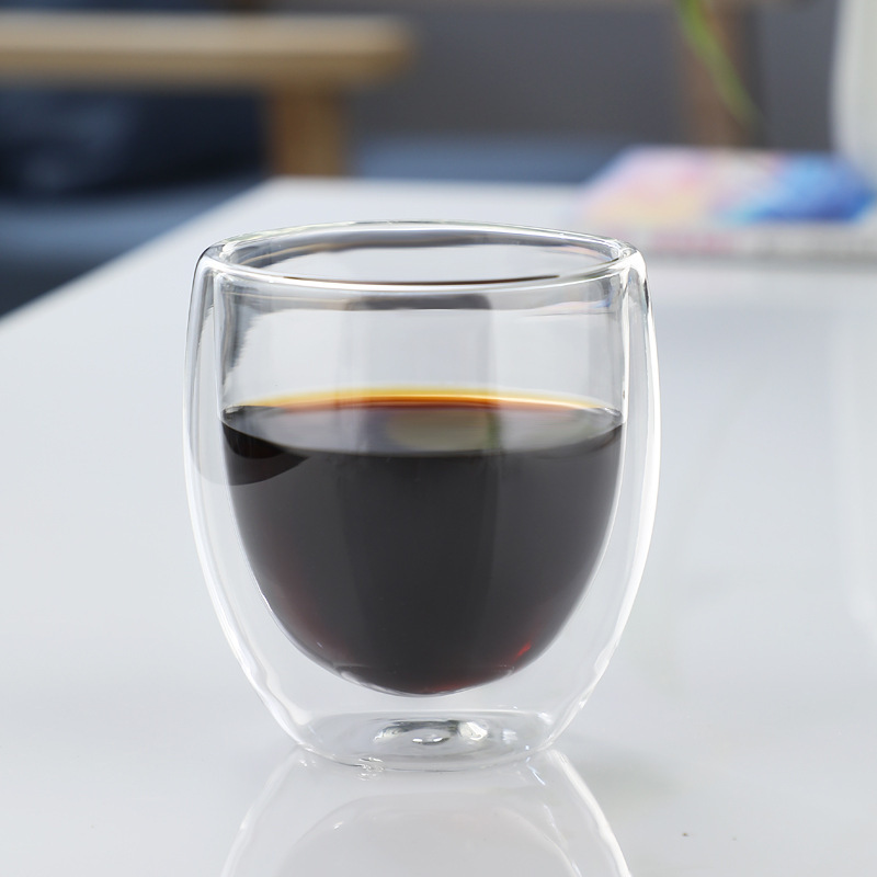 Taza de doble capa en forma de huevo simple y transparente para el hogar, taza de té de flores de café con leche transparente, taza de vidrio de borosilicato